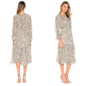 Misa Los Angeles Laila Midi Dress Floral Green Size M Romantic Flowy Lined